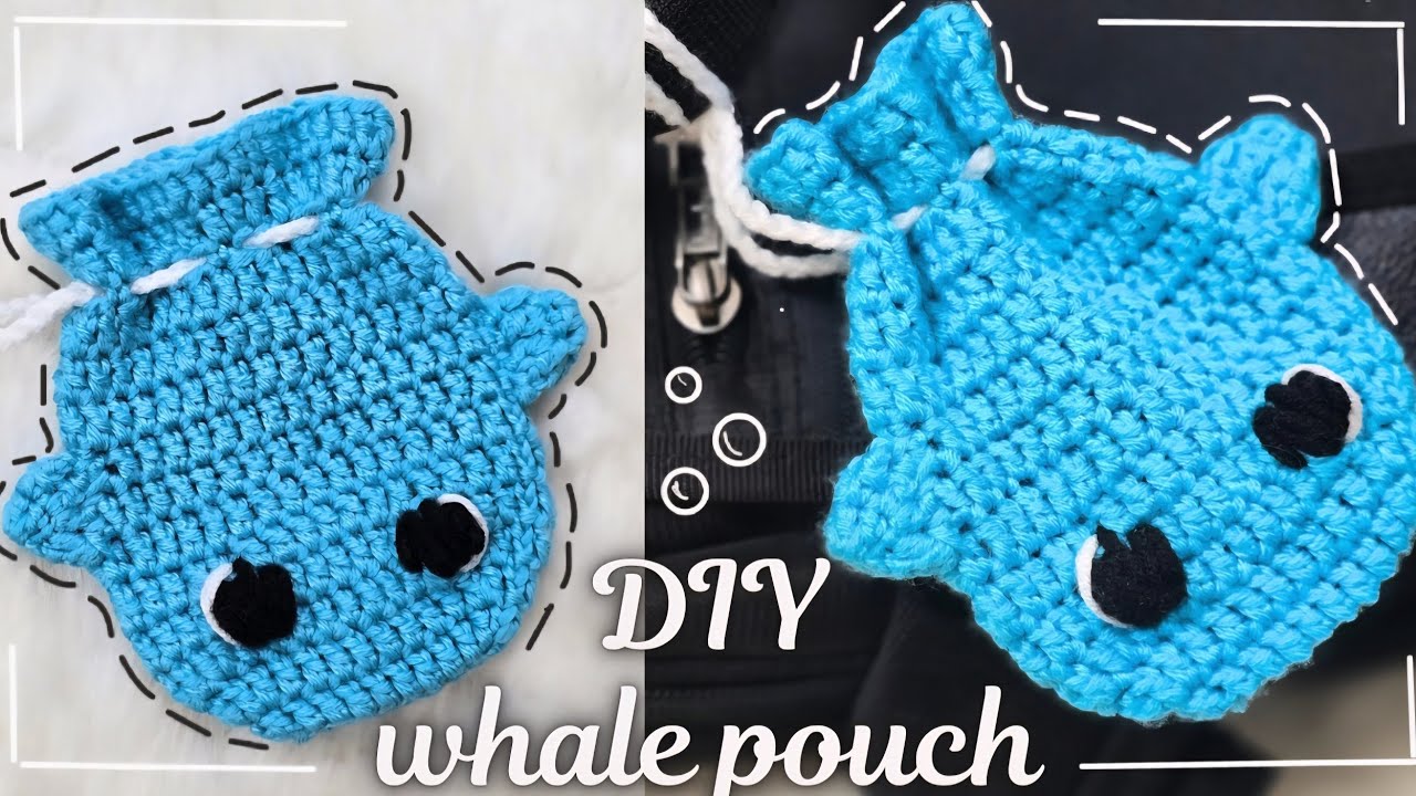 Crochet Whale Drawstring Pouch | DIY Whale Pouch - Easy Step by Step Tutorial for Beginners