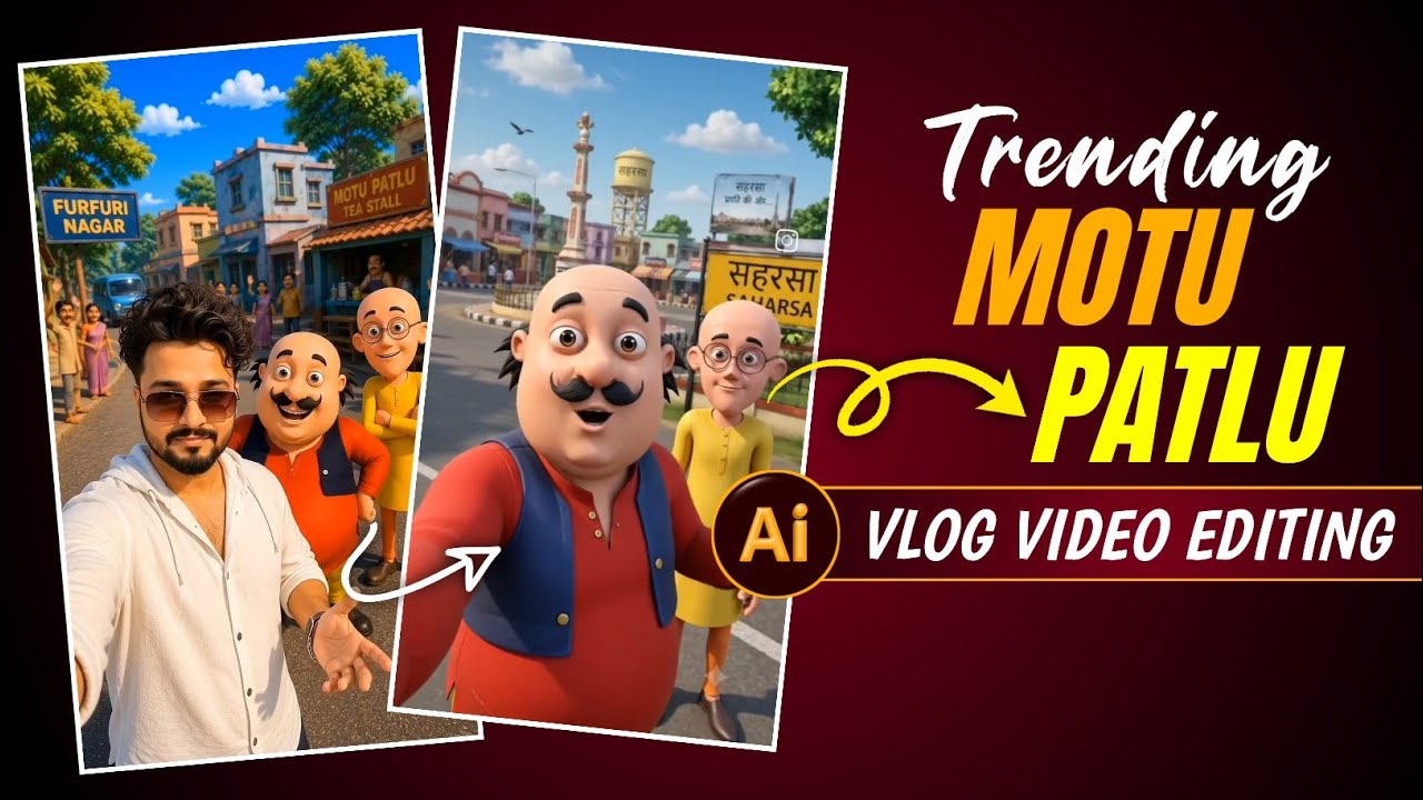 How to Create Viral Instagram Motu Patlu AI Vlog Videos | Trending Motu Patlu Village Video Editing