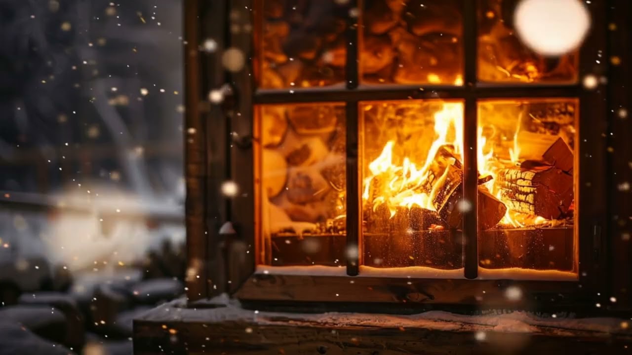 Crackling Fireplace 🔥 Wind Chimes 🔔 Snowfall ❄️ | Mindfulness, Meditation, Sleep, Focus & Relax ✨