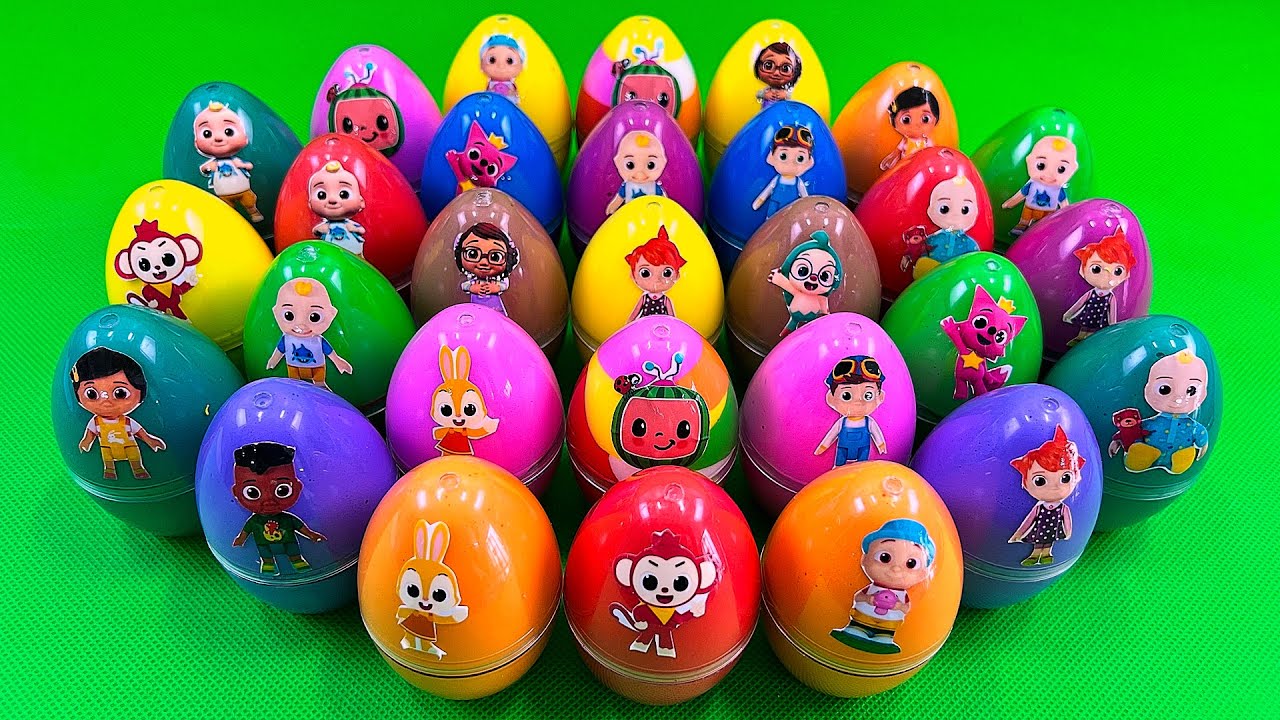 Rainbow Eggs SLIME: Picking Pinkfong Dinosaur Eggs with CLAY Coloring! Satisfying ASMR Videos