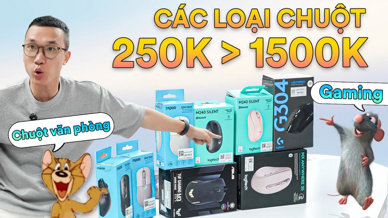 Trên tay các loại chuột văn phòng, gaming giá rẻ từ 250k tới 1,5 triệu: Logitech, Asus, Rapoo