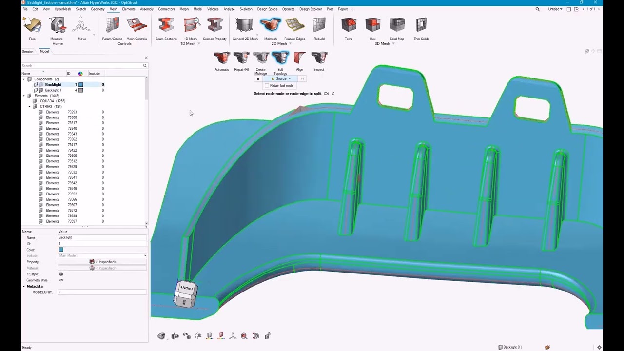 Session 5: HyperMesh 2022, Improving Plastic Parts Midsurface Extraction, Thanks to Direct Midmesh