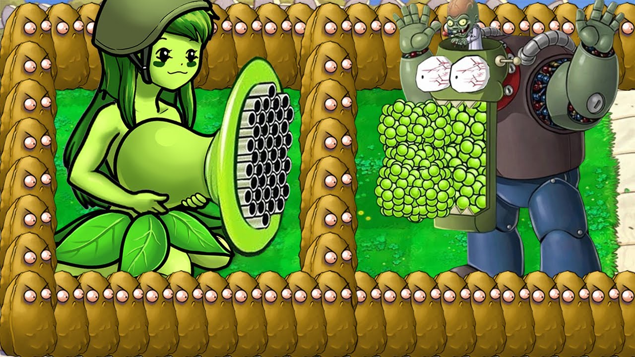 Girl Gatling Pea Vs Giga Gargantuar Vs All Zombies Vs Dr Zomboss Plants Vs Zombies