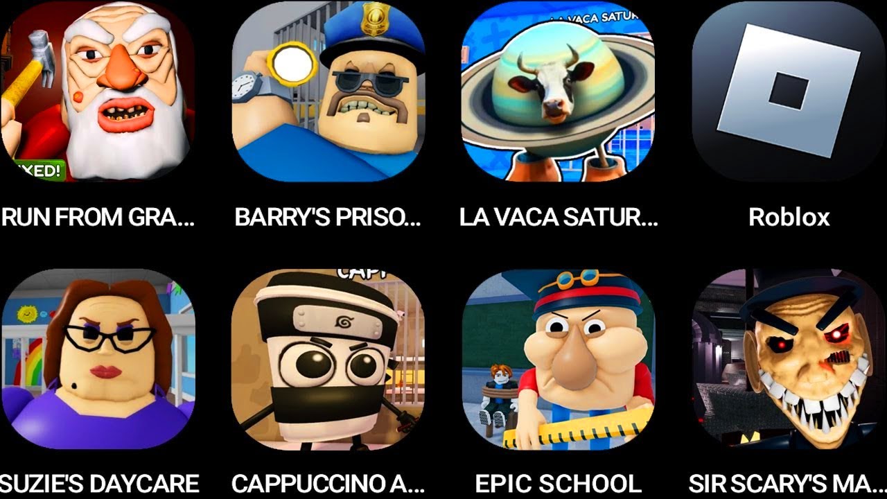 RUN FROM GRANDPA!,BARRY'S PRISON,LA VACA SATURNO,Roblox,SUZIE'S DAYCARE,CAPPUCCINO ASSASSINO...///..