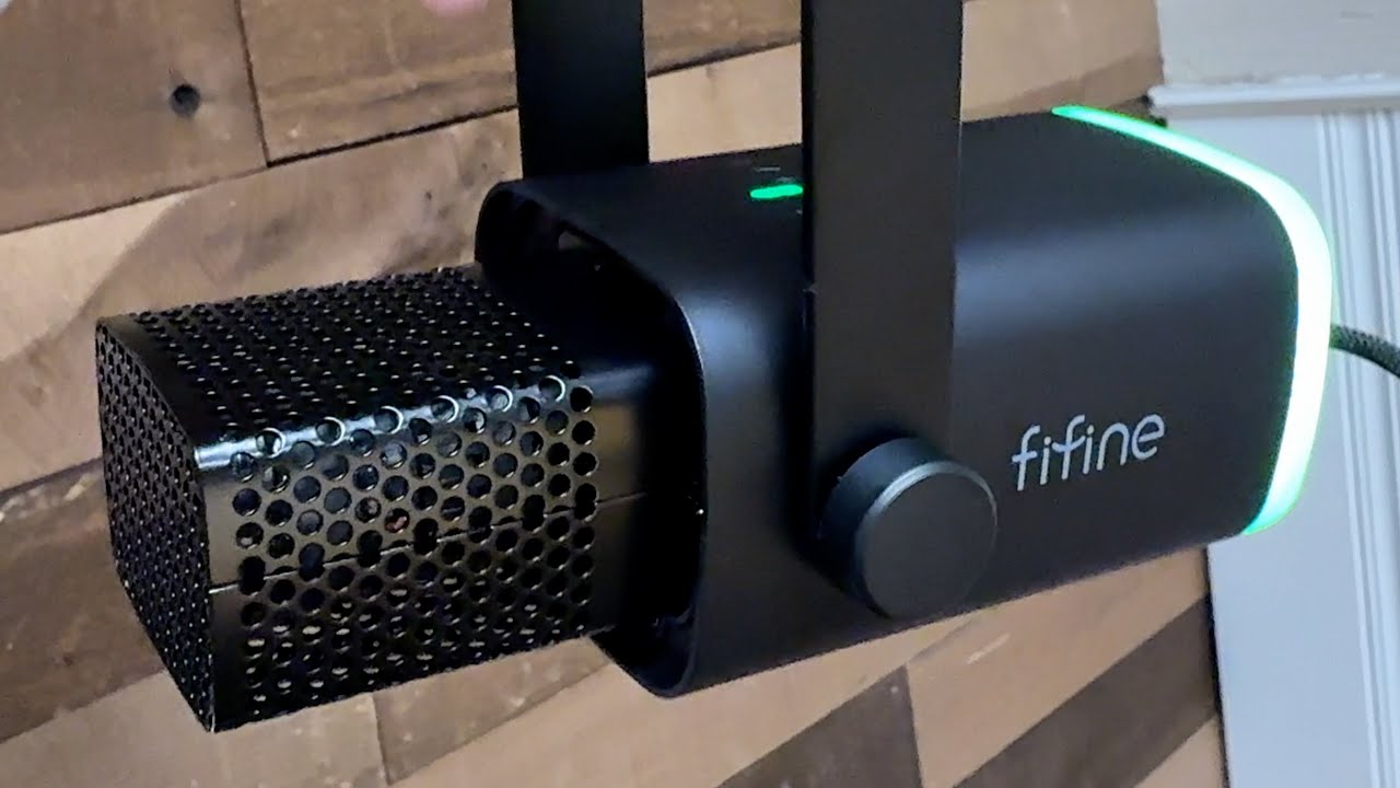 Dynamic Microphone for Podcast Recording with RGB Light, Mute Button, Headphones Jack