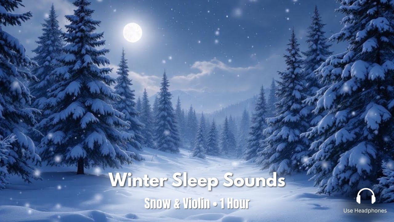 Winter Snowfall Ambience with Soft Violin | 1 Hour Relaxing Sleep Music