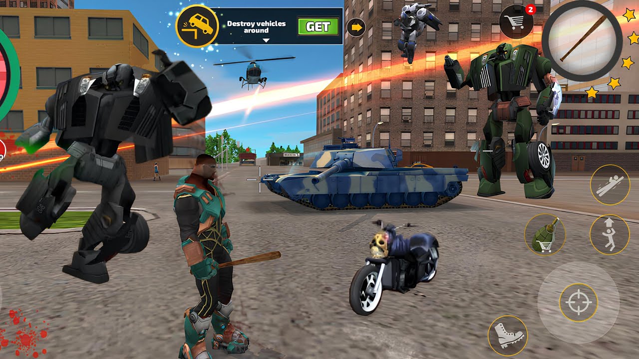 Rope hero vice town'da beyzbol sopası ile 5 yıldız oldum