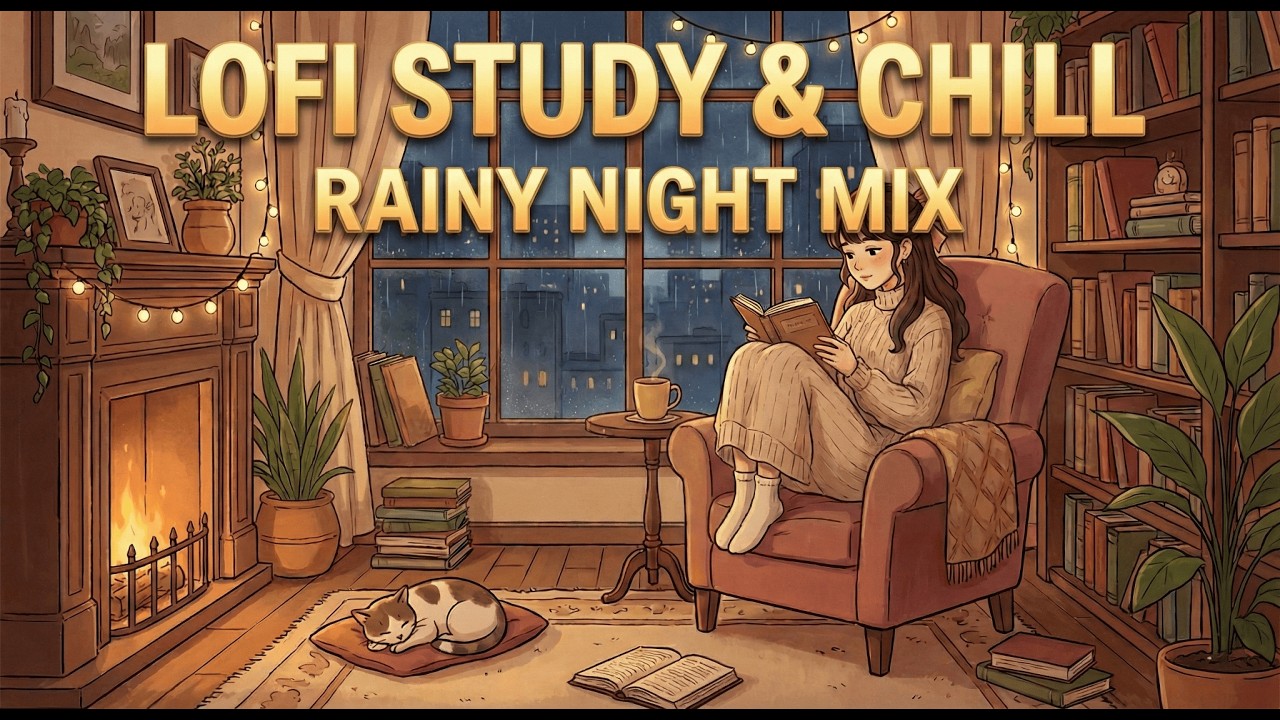 Cozy Rainy Night 🕯️ Study With Me 1 Hour (Pomodoro 25/5) w/ Rain Sounds #4