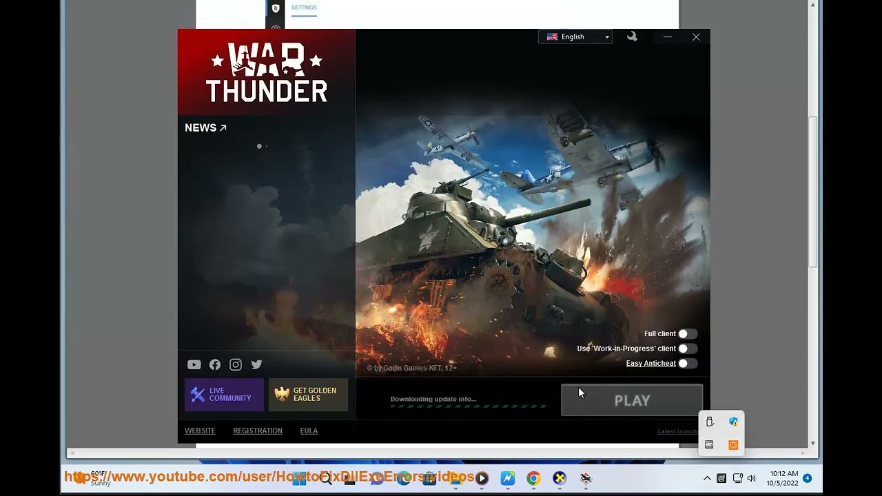 Fix War Thunder Internal character server Error 0x90000003