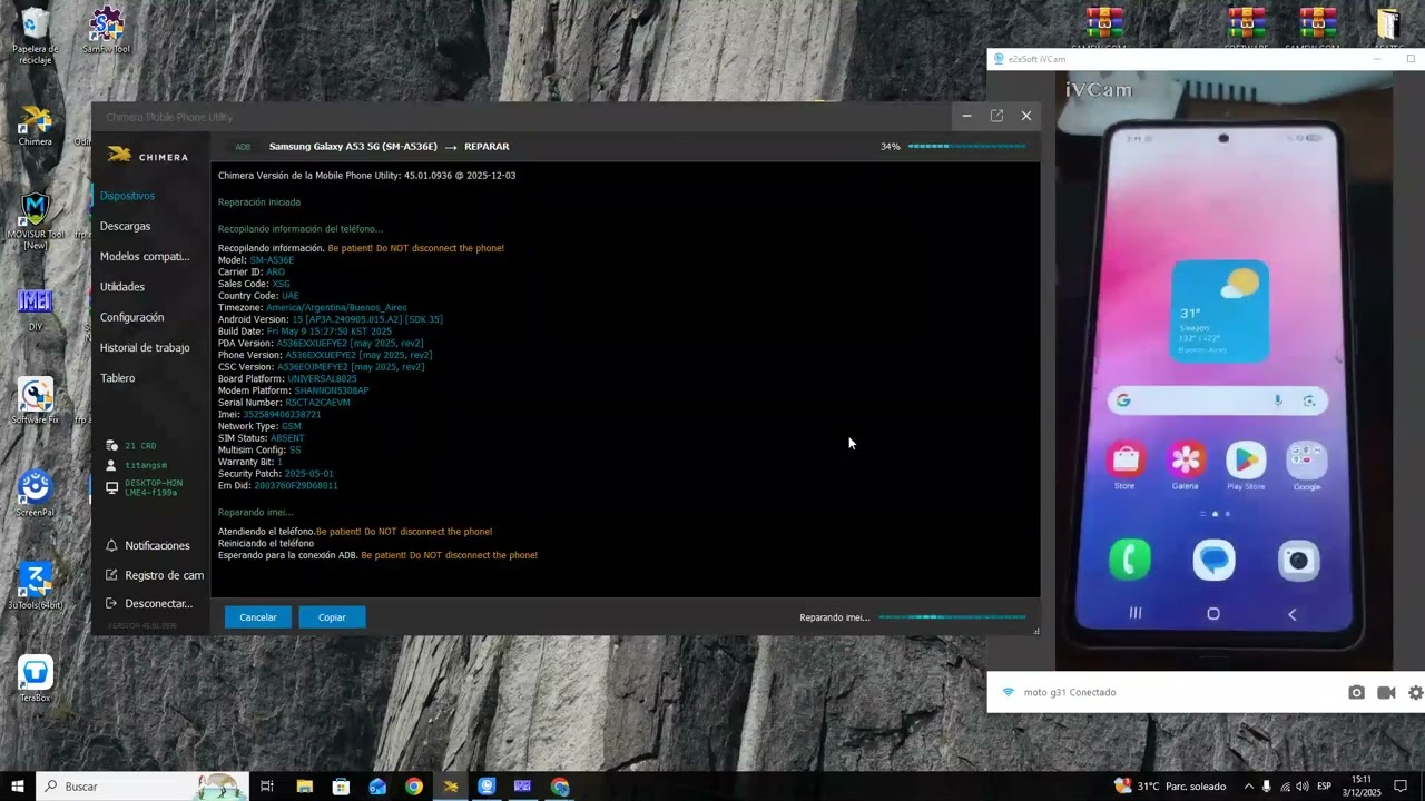 REPROGRAMACION SEÑAL  A53 5G (A536E) BIT 14, ANDROID 15 BY CHIMERA