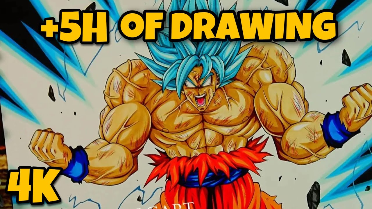 Drawing GOKU SSj BLUE Reaching NEW Levels in REAL TIME | 4K