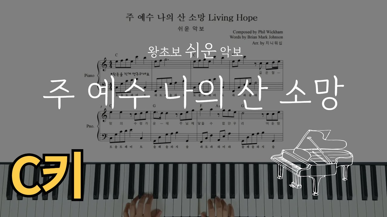 예수 나의 산 소망(레위지파)(신의악단 ost) 왕초보 쉬운 피아노[Living Hope (Levites) (Easy Piano) Code C] (쉬운반주)