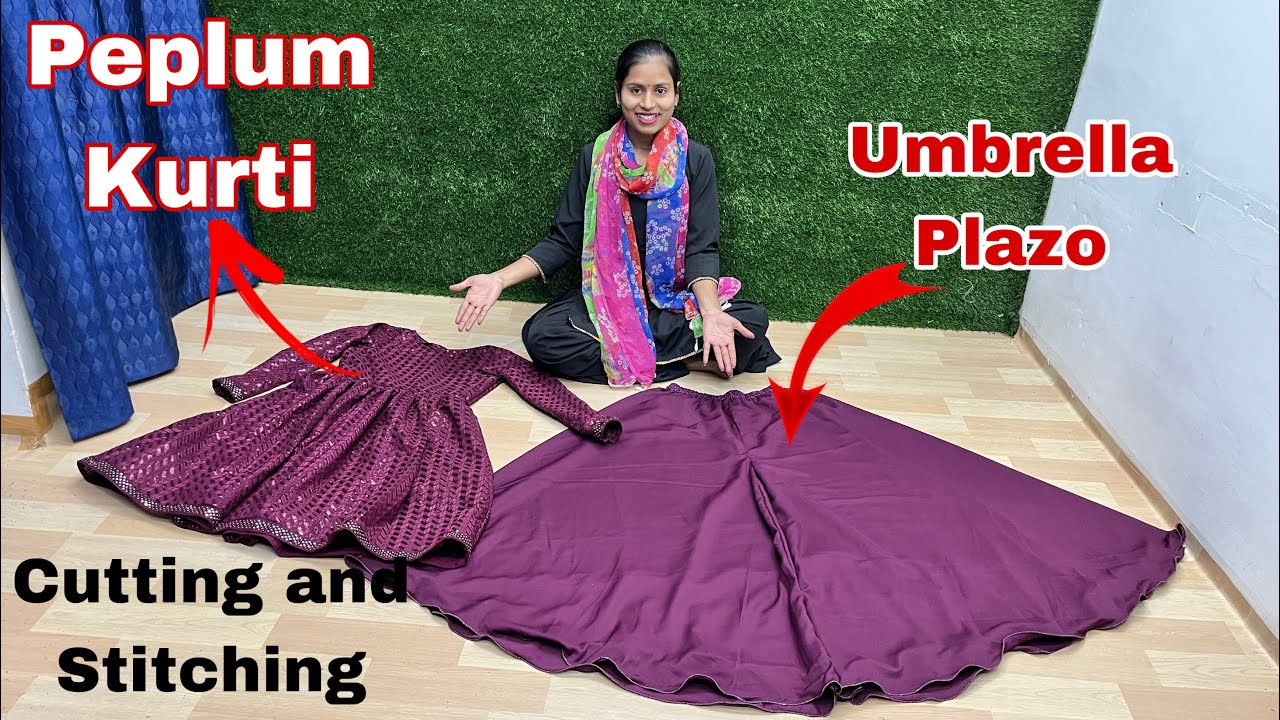 Designer Peplum Kurti with Umbrella Plazo Cutting and Stitching