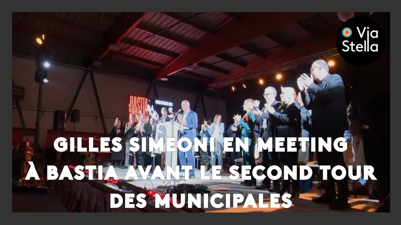 Gilles Simeoni en meeting à Bastia avant le second tour des municipales.