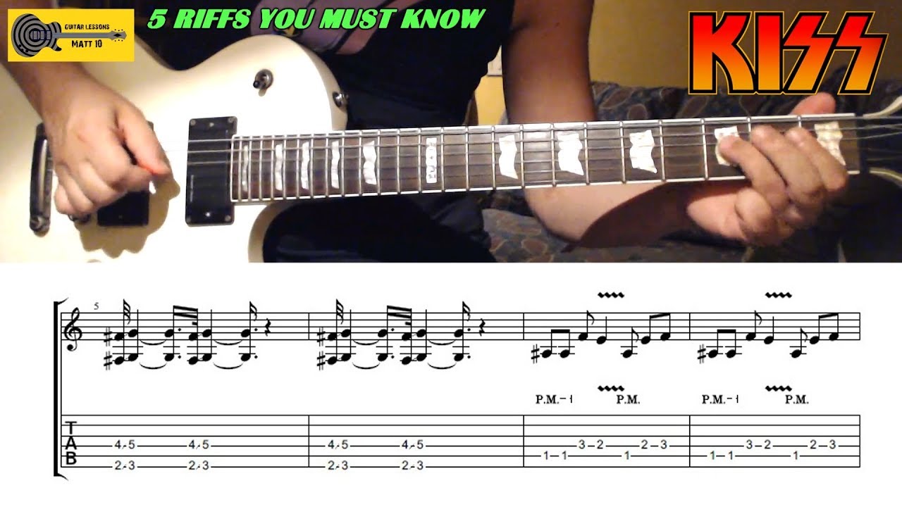 Top 5 KISS Guitar RIffs + TABs | Best Rock Guitar Riffs