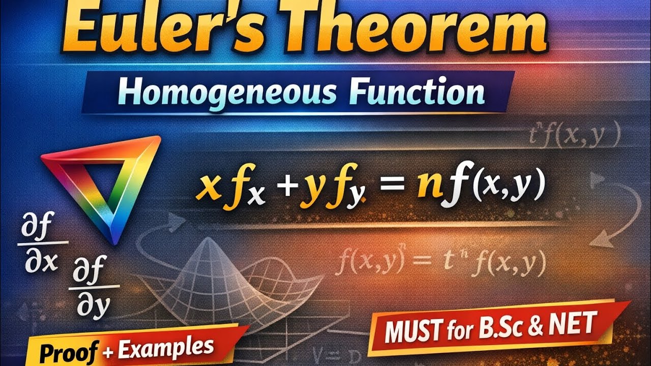Euler’s Theorem on Homogeneous Function | Statement, Proof & Examples | B.Sc Multivariable Calculus