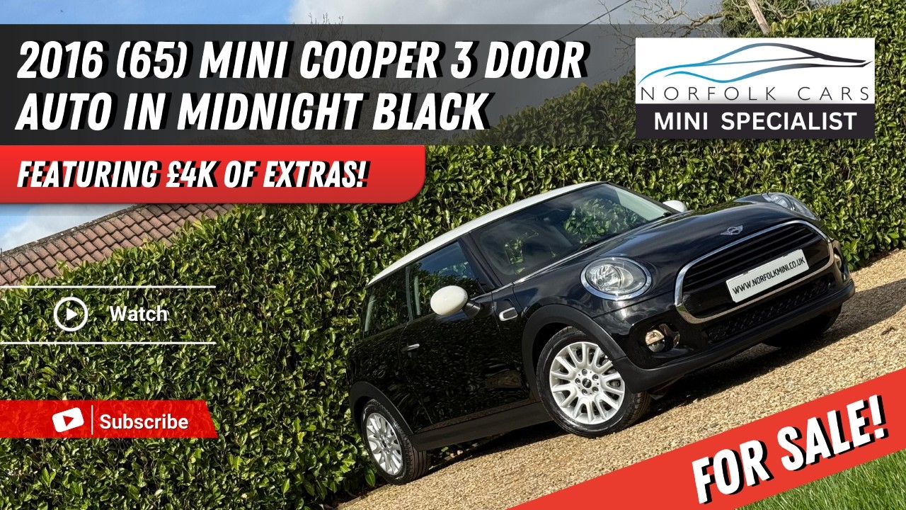 2016 Mini Cooper Auto in Midnight black for sale at Norfolk Cars Mini specialist