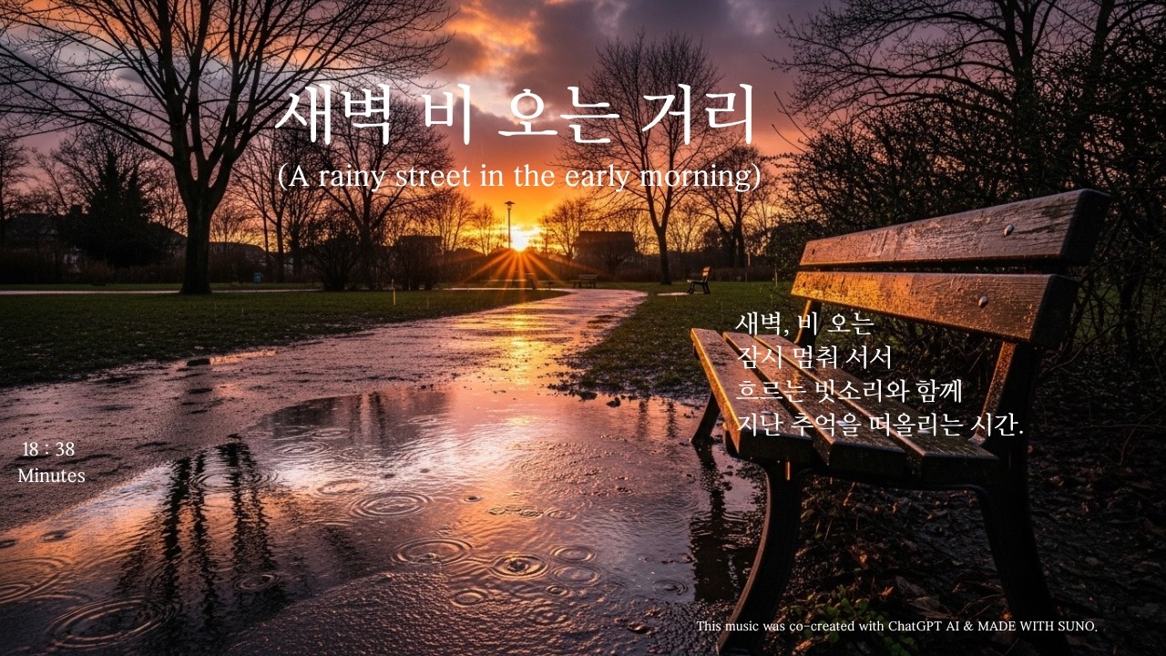 새벽 비 오는 거리 A rainy street in the early morning