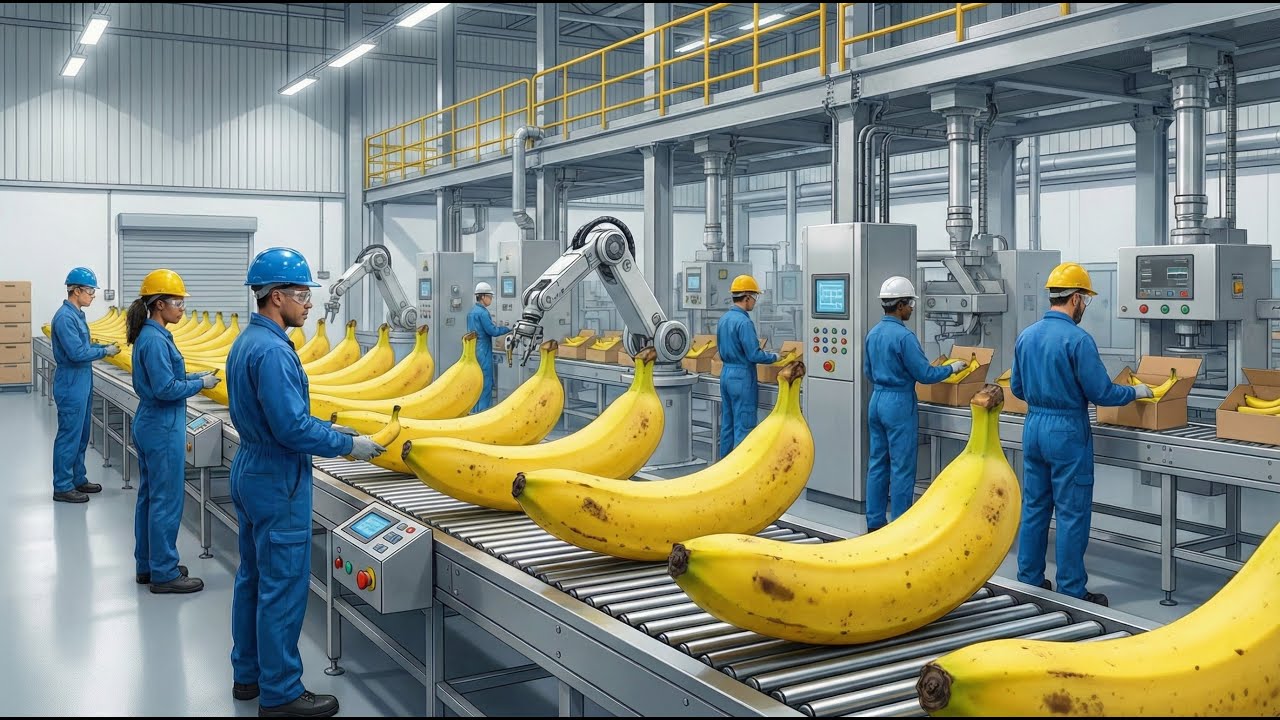 Banana Factory Simulation | From Harvest to Warehouse | Cinematic AI Video