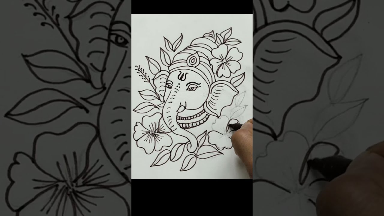 how to draw #ganpati#face#easydrawing#realisticdrawing#trending #ganesh#ekhazzroomein#ytviralvideo 