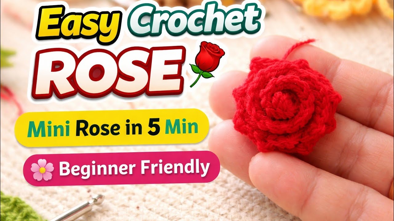“Mini Crochet Rose Flower 🌹 | Easy Rose Crochet Tutorial for Beginners”