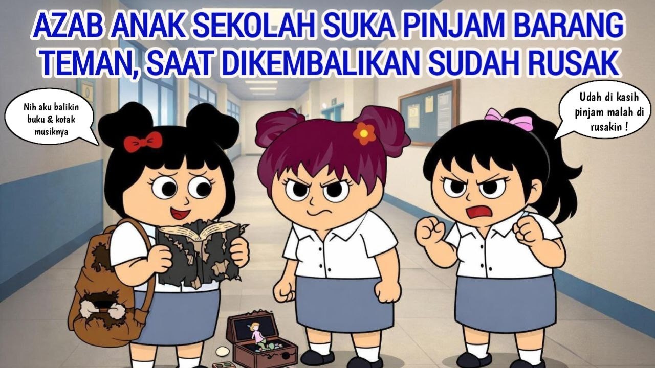 AZAB ANAK SEKOLAH SUKA PINJAM BARANG TEMAN, SAAT DIKEMBALIKAN SUDAH RUSAK | ANIMASI AZAB
