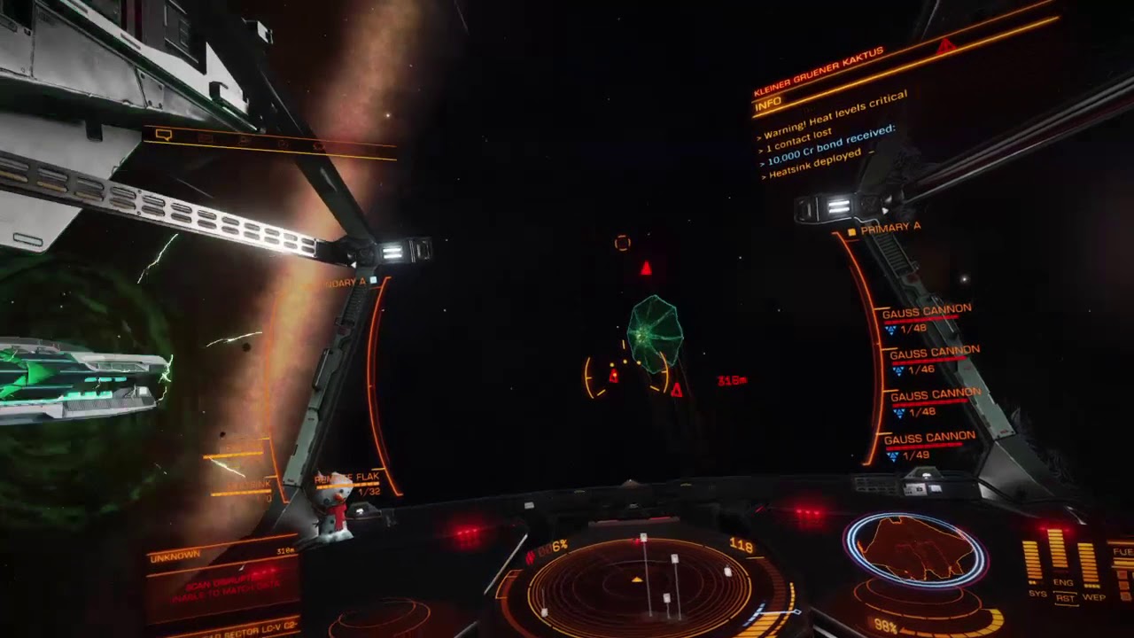 Elite Dangerous: 4x Guardian Gauss Cannon vs Thargoid Scout