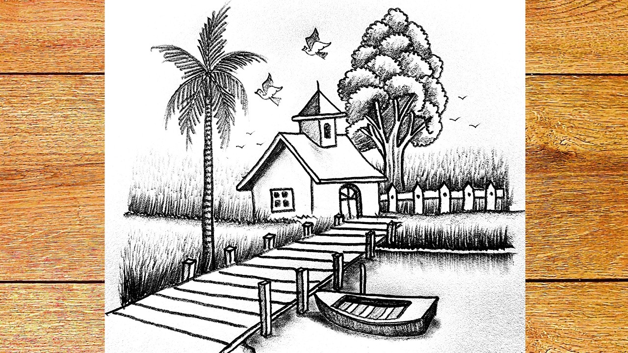 How to drawing mesmerizing flying birds scenery