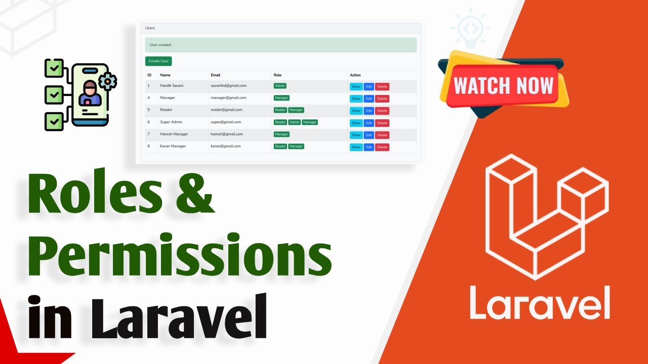 Laravel User Roles and Permissions Management from Scratch