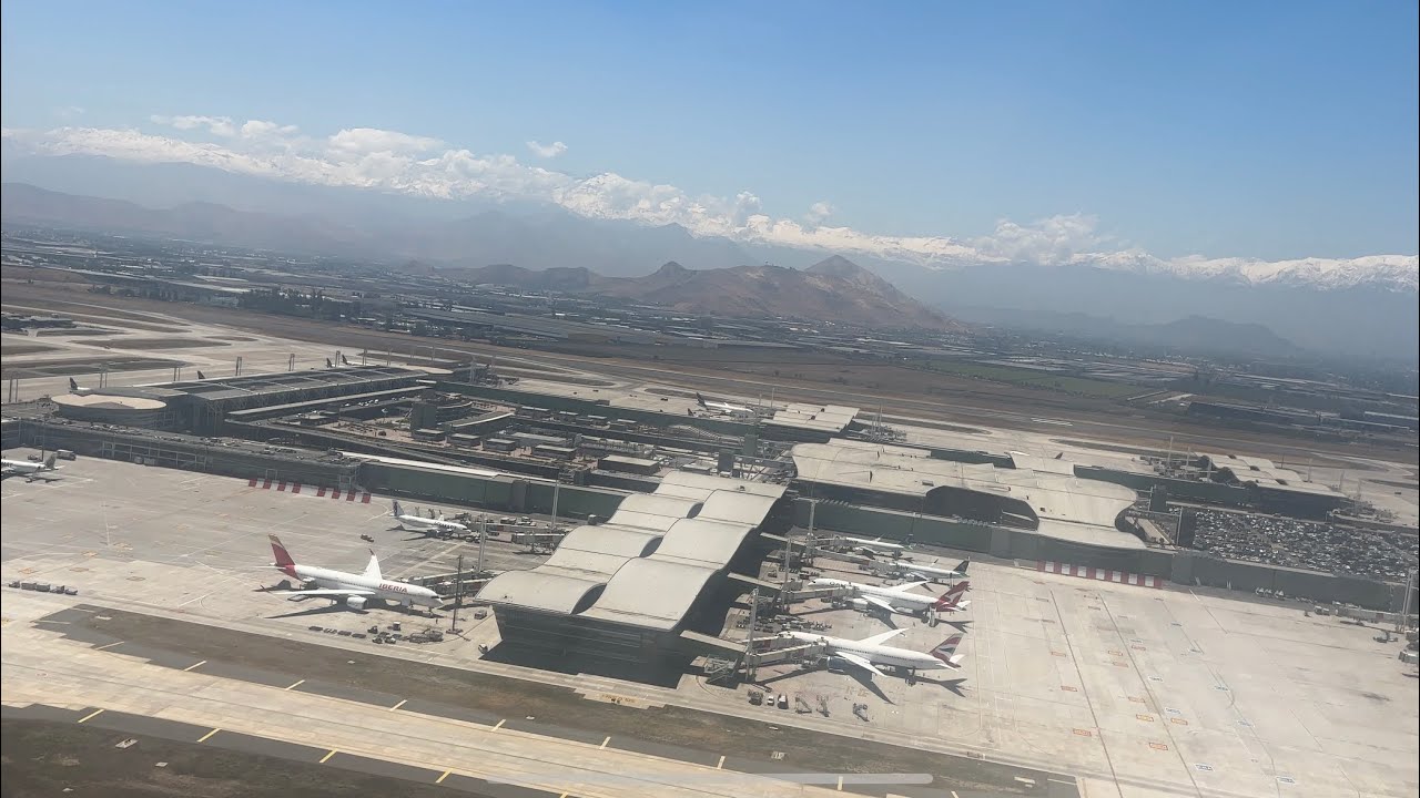 Scenic takeoff from Santiago Chile 🇨🇱, Arturo Merino Airport, with breathtaking Mountain Views 
