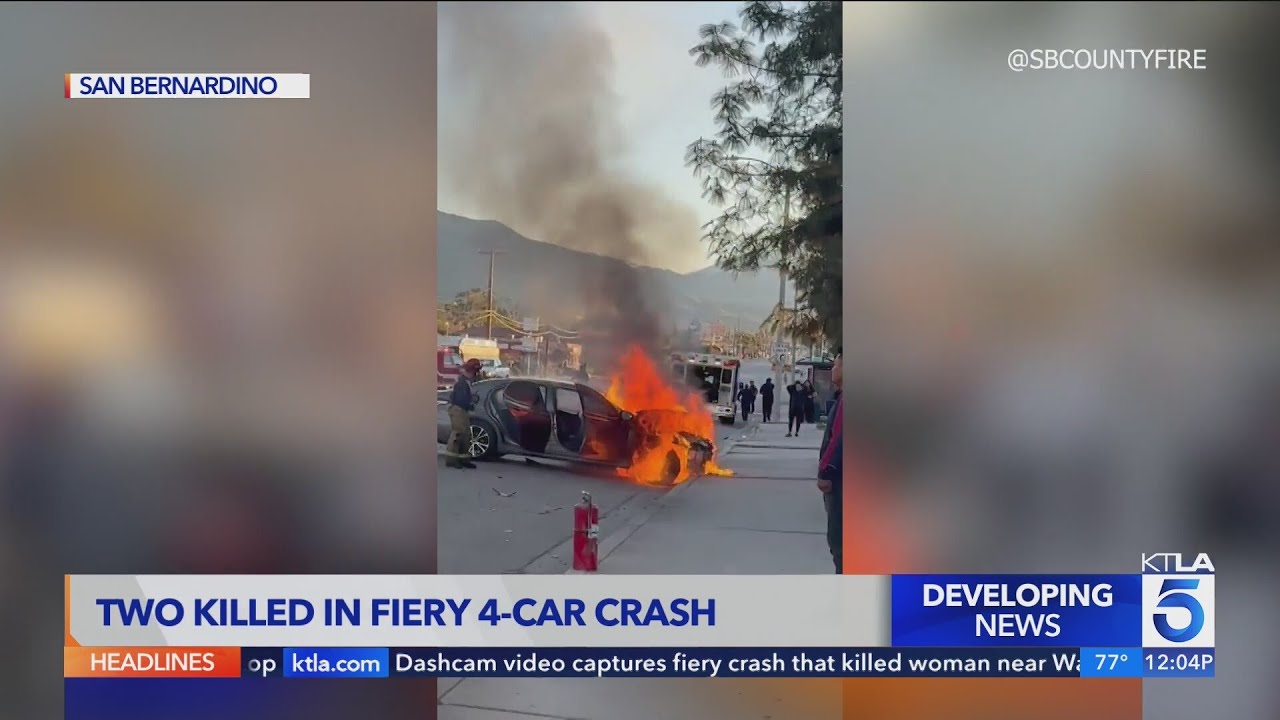2 killed in fiery chain-reaction crash in San Bernardino