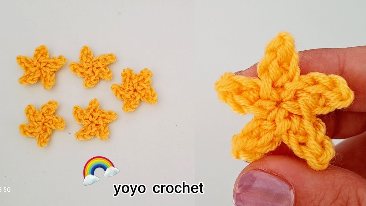 نجمة كروشية صغيرة مينى سهلة وسريعة  - Crochet small star #يويو_كروشية