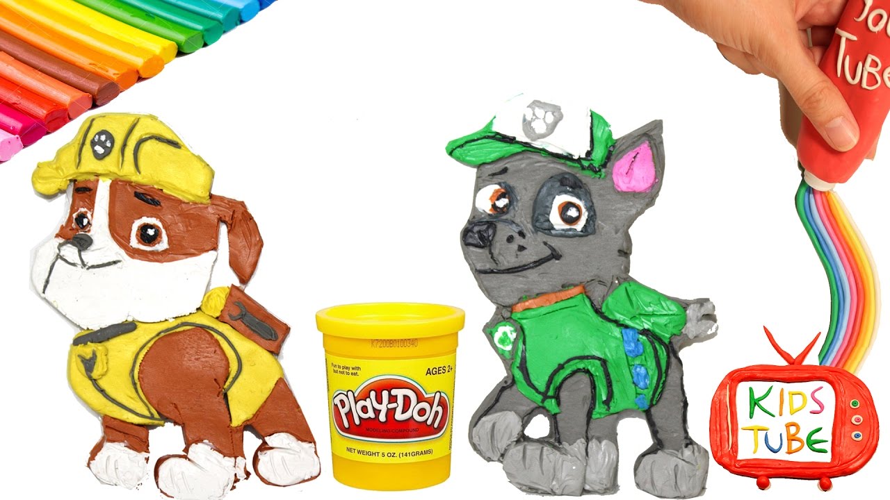 How to make PLAY DOH Paw Patrol RUBBLE AND ROCKY Playdough modelling clay!