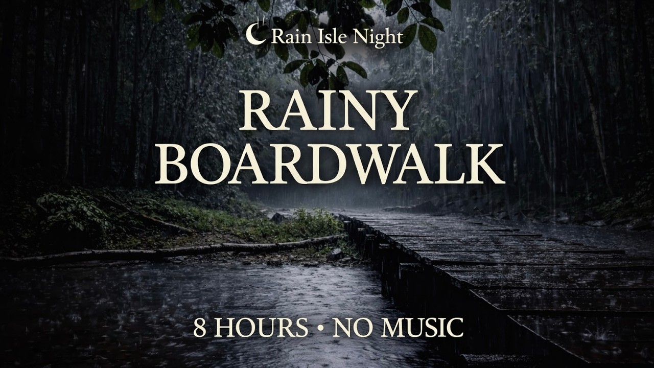 8 Hours Night Forest Rain | Rainy Boardwalk • No Music