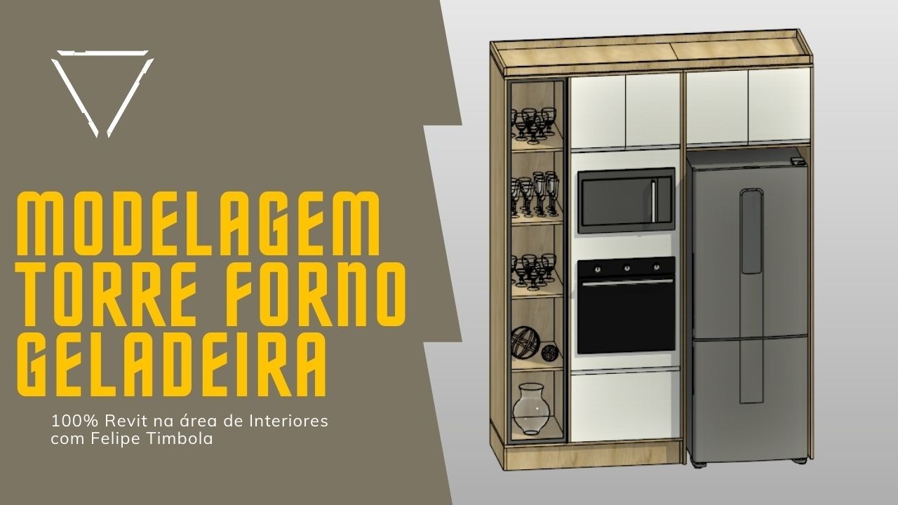 100% Revit na área de Interiores - Modelagem de Famílias - Torre de Fornos, Geladeira