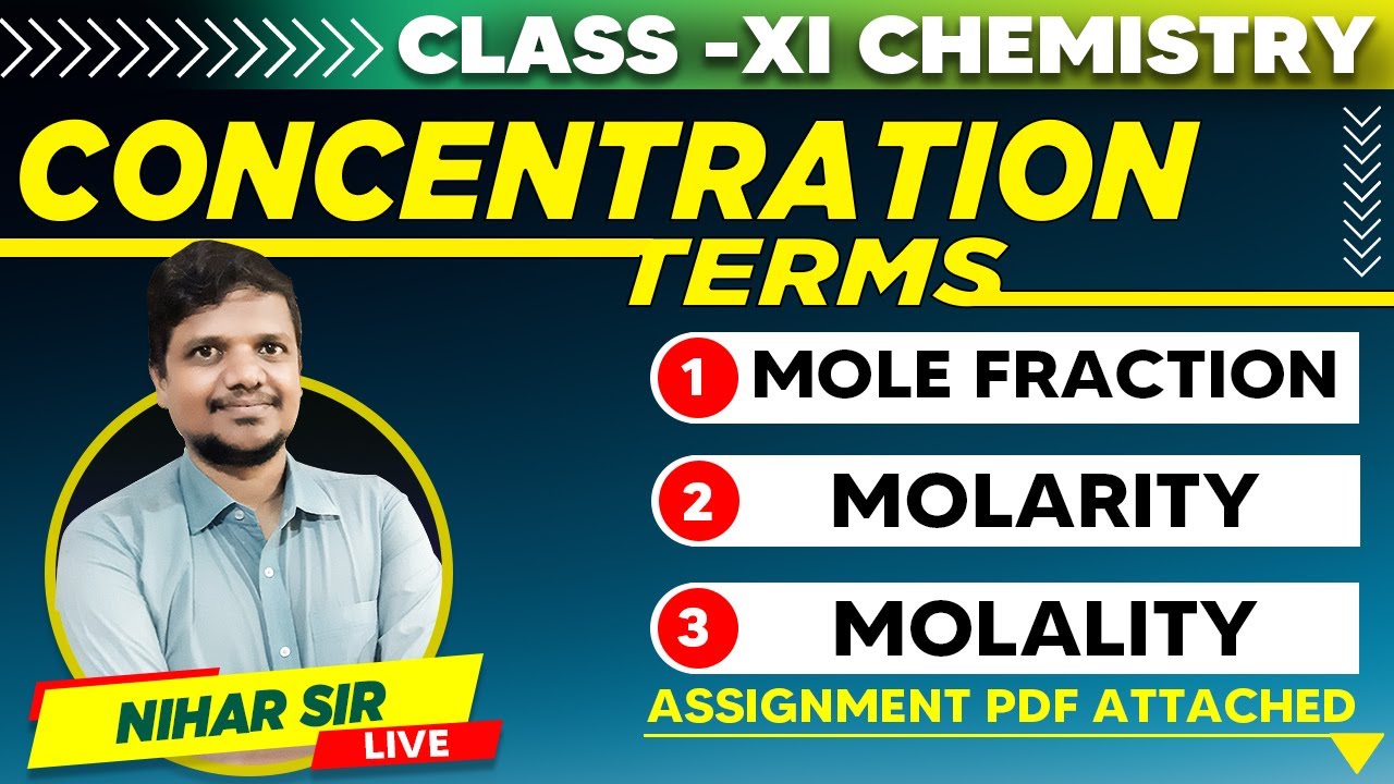 XI CHEMISTRY: MOLARITY,MOLALITY,MOLE FRACTION(LEVEL-I)