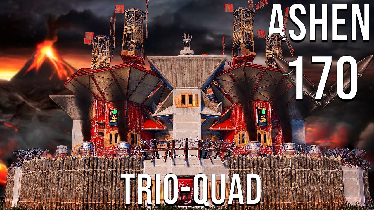ASHEN - BEST TRIO-QUAD with 15 BUNKERS , 6 WALLS & 8 FLOORS [rust base design]