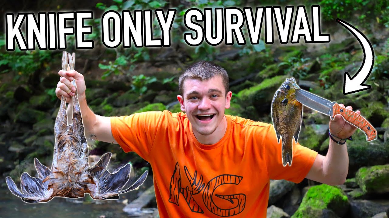 Knife ONLY Survival Challenge! (No Food, No Water, No Shelter)