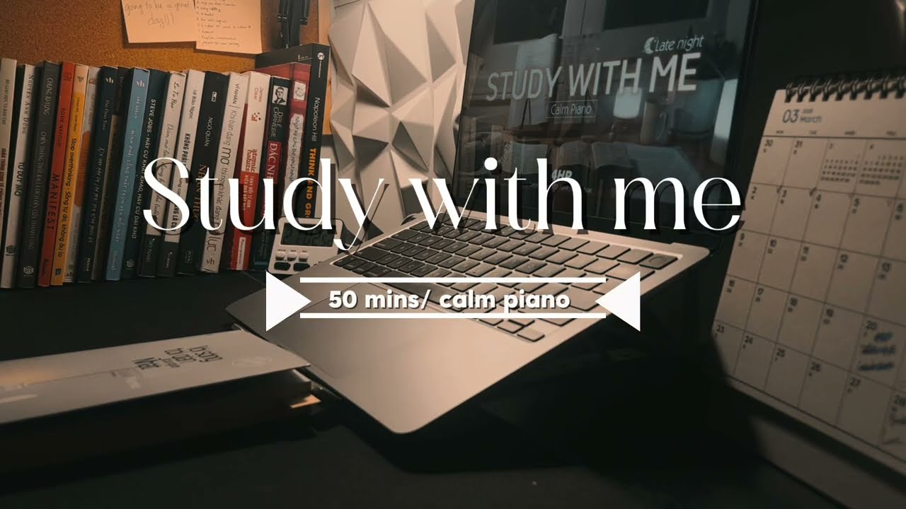 1-HOUR study with me | 🎹 Calm piano | Pomodoro 50-10 ⏱️