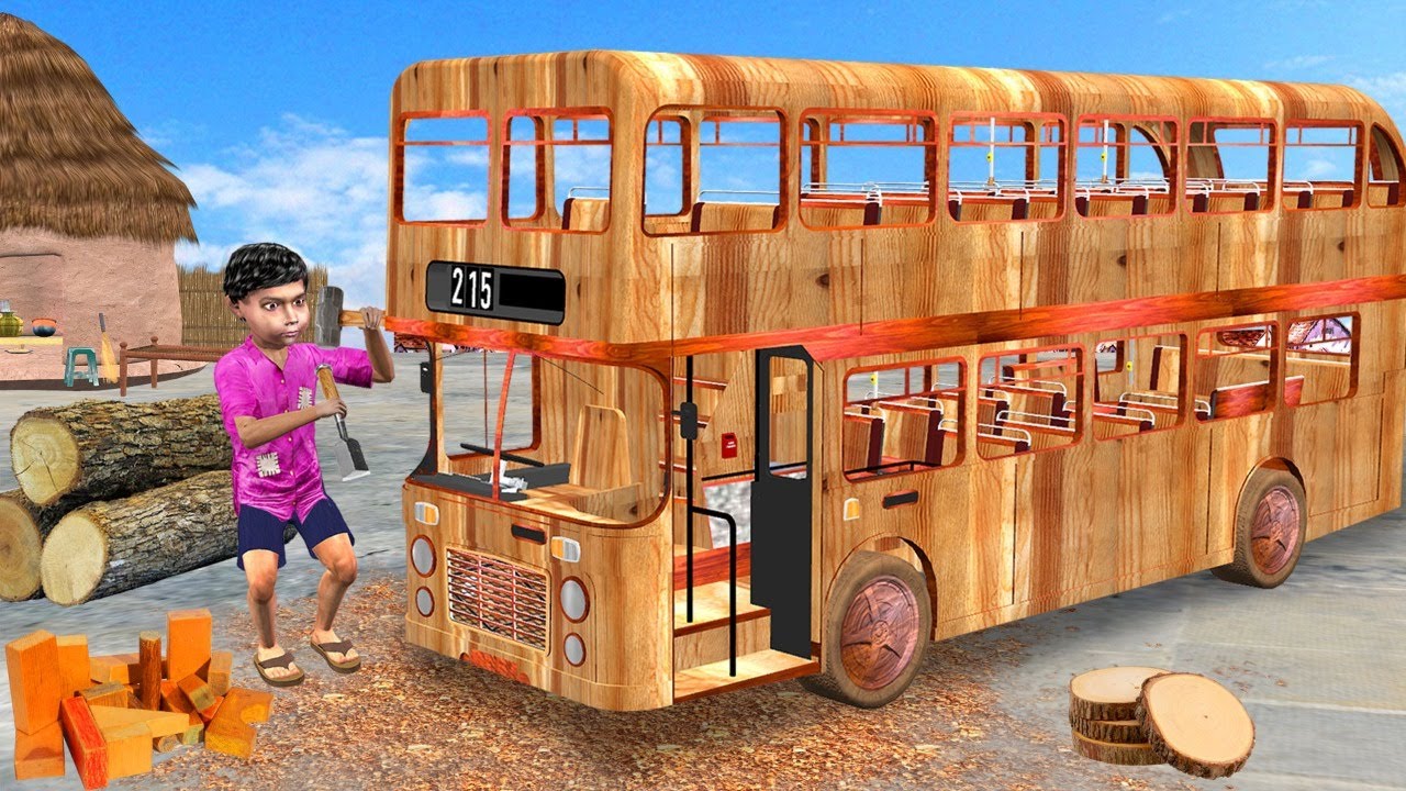 गरीब का लकड़ी डबल डेकर बस Garib Ka Wooden Auto Double Decker Bus Funny Video Hindi Kahaniya Comedy