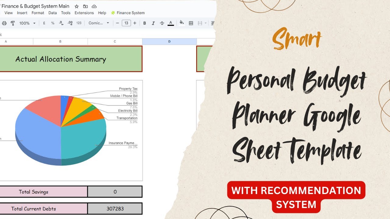 Smart Budget Planner for Google Sheets  | Track Expenses, Save More & Pay Off Debt Automatically