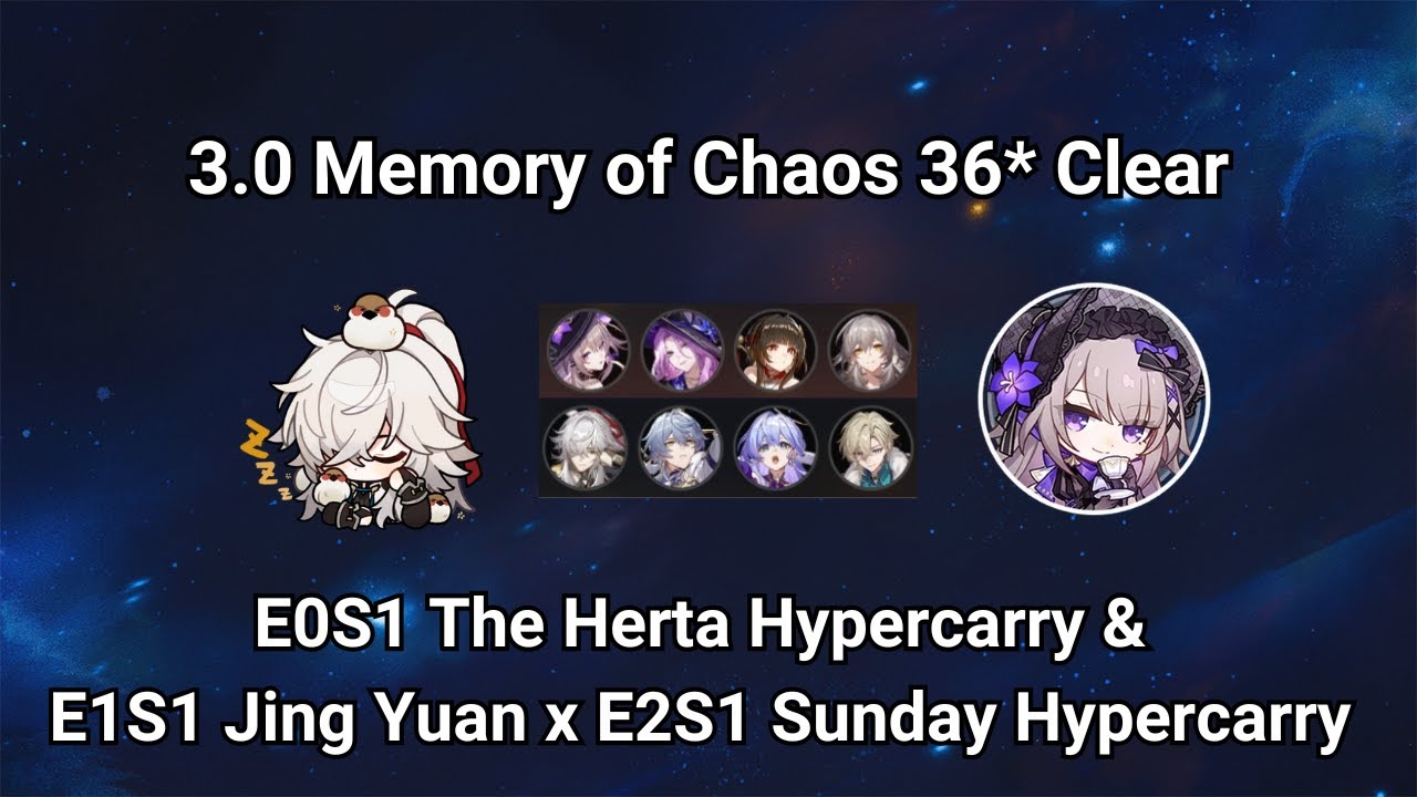 E1S1 Jing Yuan Carry & E0S1 The Herta Carry | 3.0 MOC 36* | Honkai Star Rail