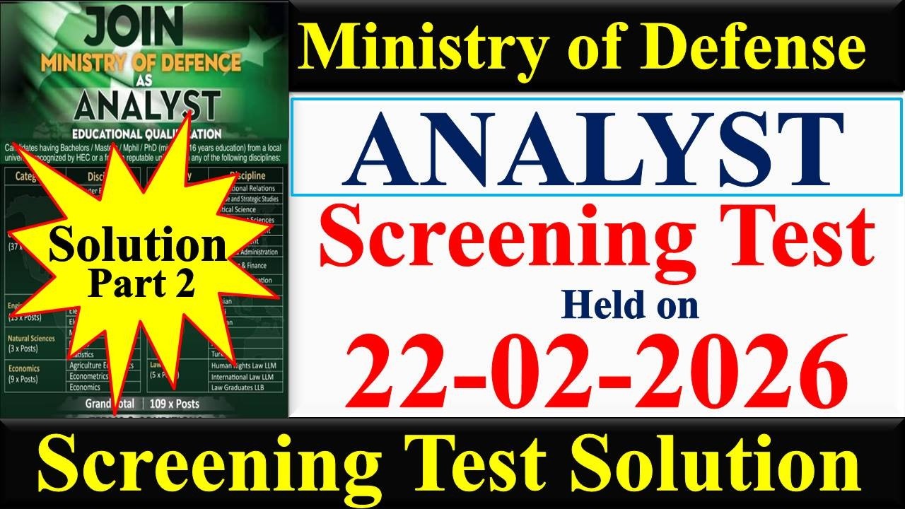 Solution MOD Analyst Screening Test held on 22-02-2026 | MOD Analyst Screening Test | Part 2 |