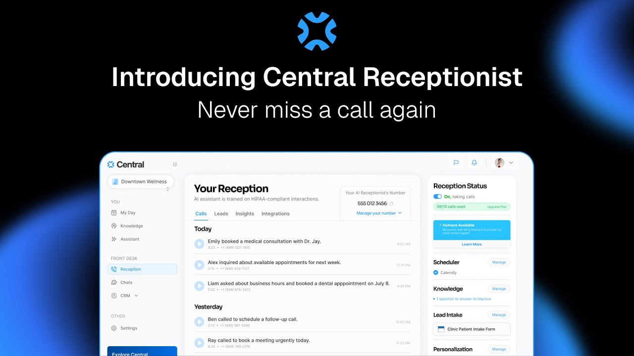 Central Phone Agent: AI Voice Receptionist & Answering Service