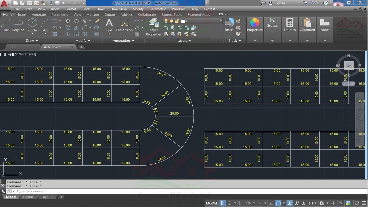 طريقة عمل الأبعاد بشكل أتوماتيكي لعدة أشكال دفعة واحدة (جميع أضلاع الاشكال) على AutoCAD (ليسب)