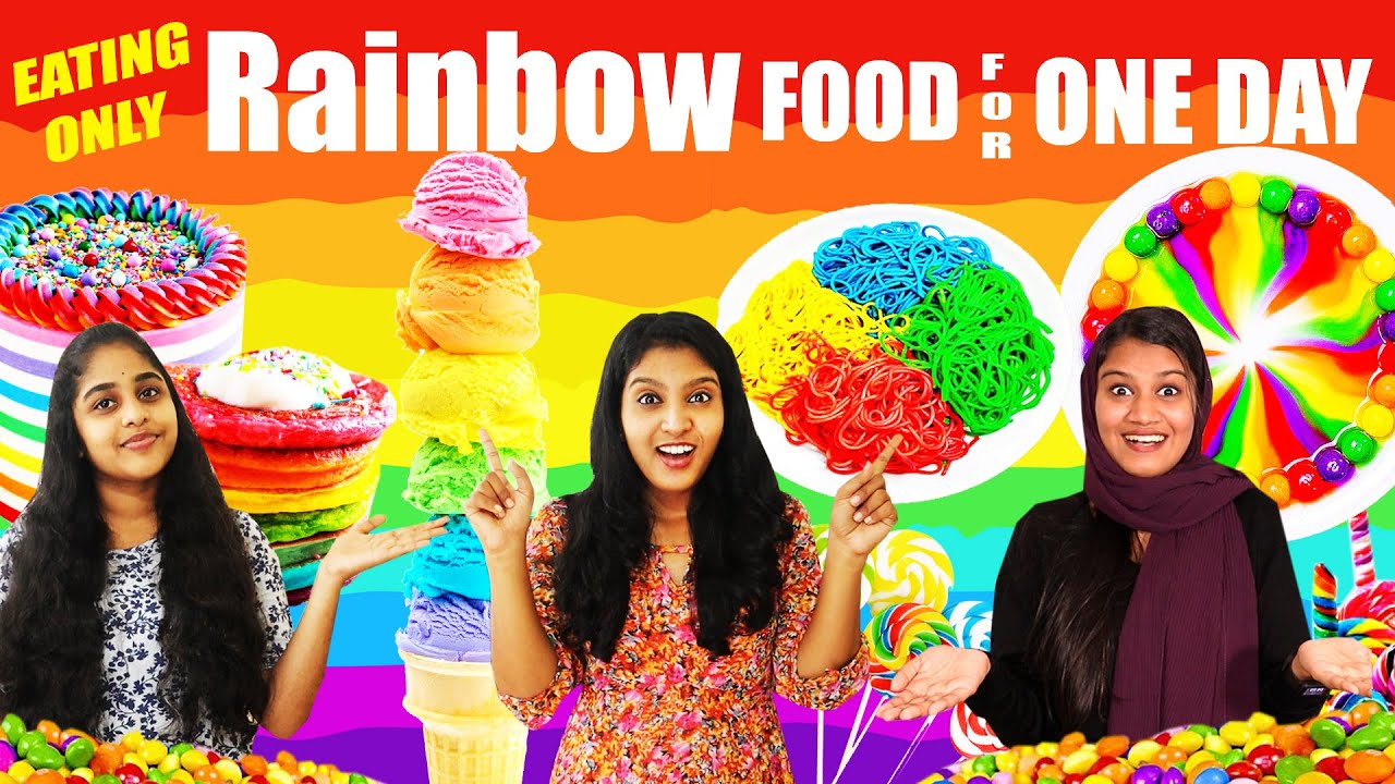 EATING ONLY RAINBOW FOOD FOR 24 HOURS CHALLENGE 🤩 | റെയിന്‍ബോ ഫുഡ് മാത്രം കഴിച്ച് ഒരു ദിവസം