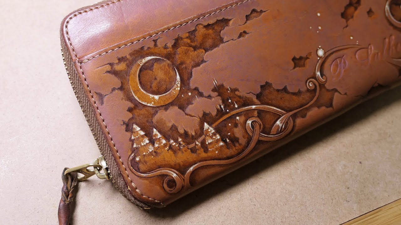 Leather Wallet Pyrography/Leather Burning Art