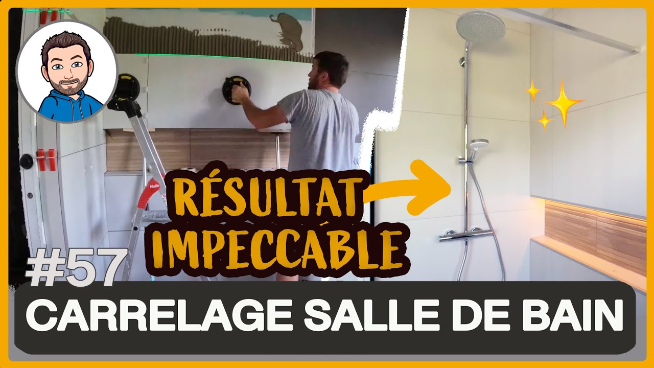 Pose du CARRELAGE 60x120 dans la SALLE DE BAIN + DOUCHE à l'italienne