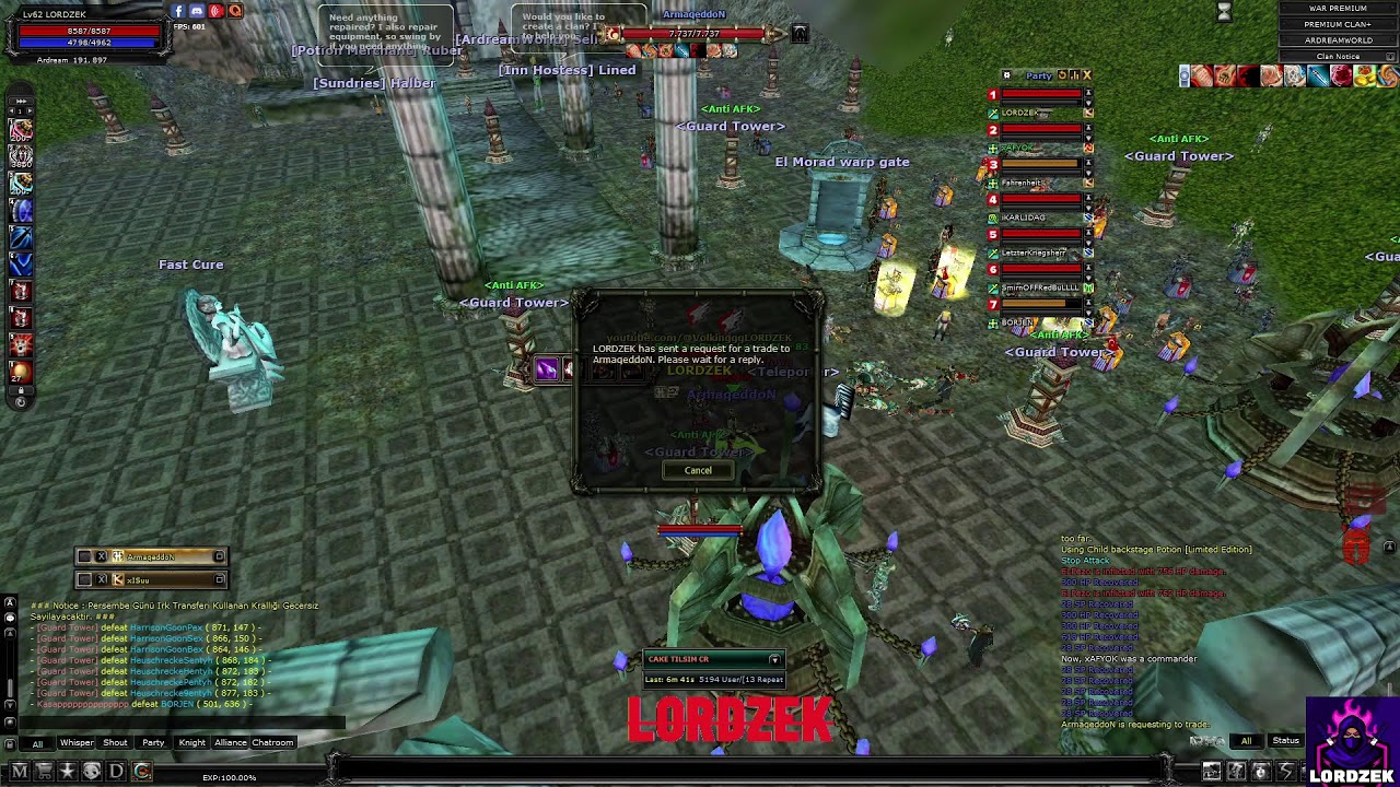 LORDZEK MELEE  PK 📢   PK 🔥62/1 Pk ServerTrailer #ardreamworld  PK  !🥇 ️#knightonline