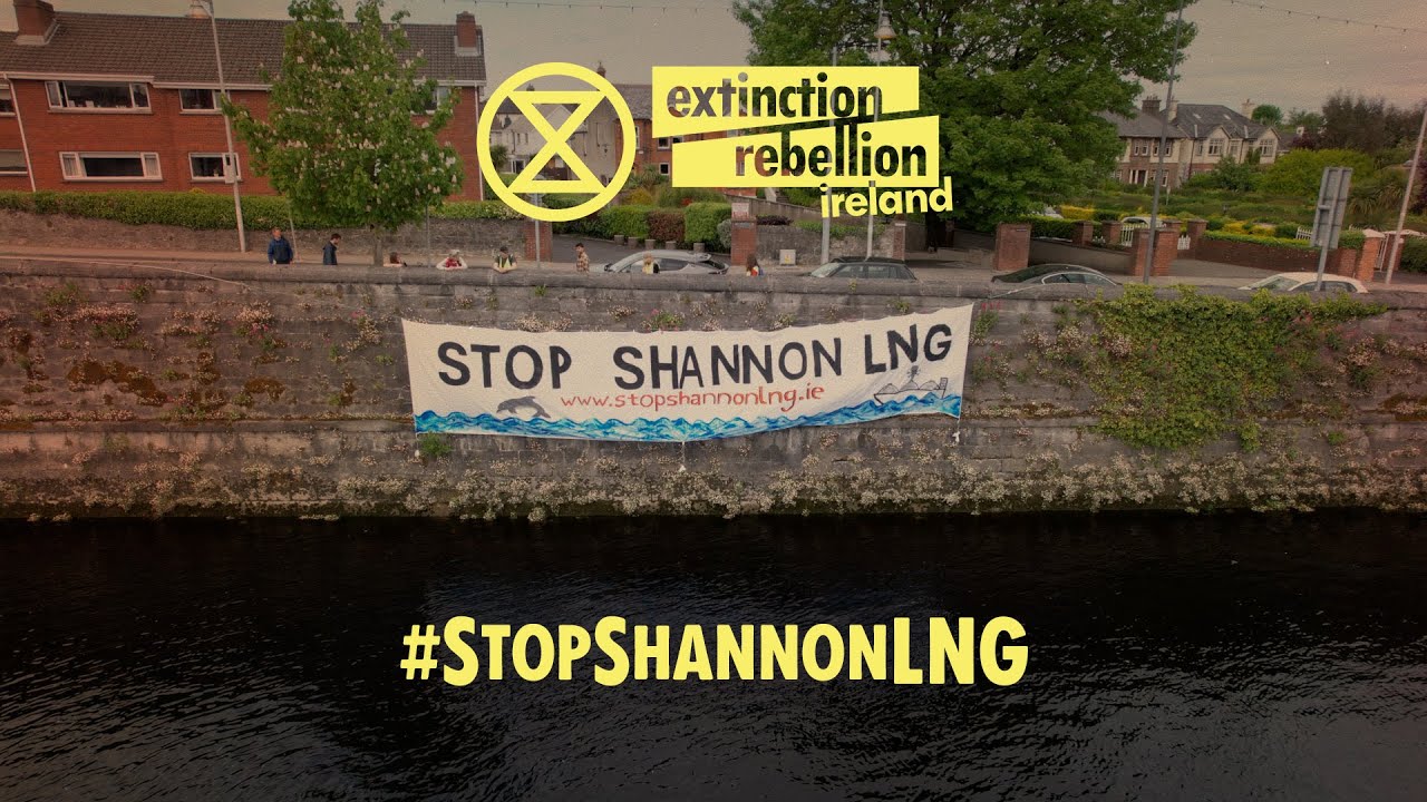 Stop Shannon LNG Banner Drop in Riverfest Limerick 2025